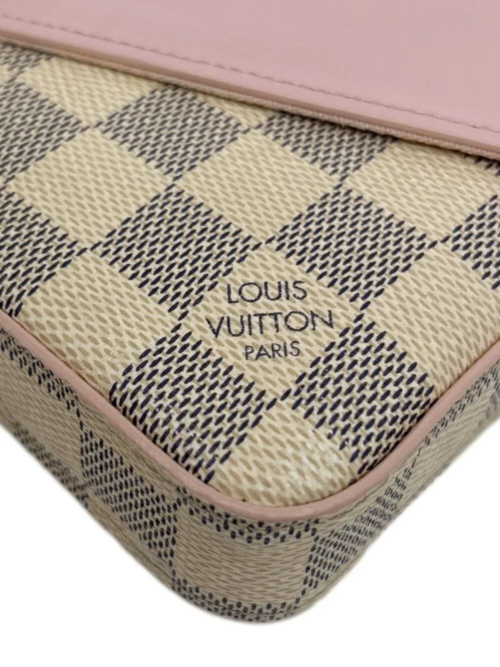 Louis Vuitton Felicie Pochette Damier Azur Crossbody Bag Rose Ballerine